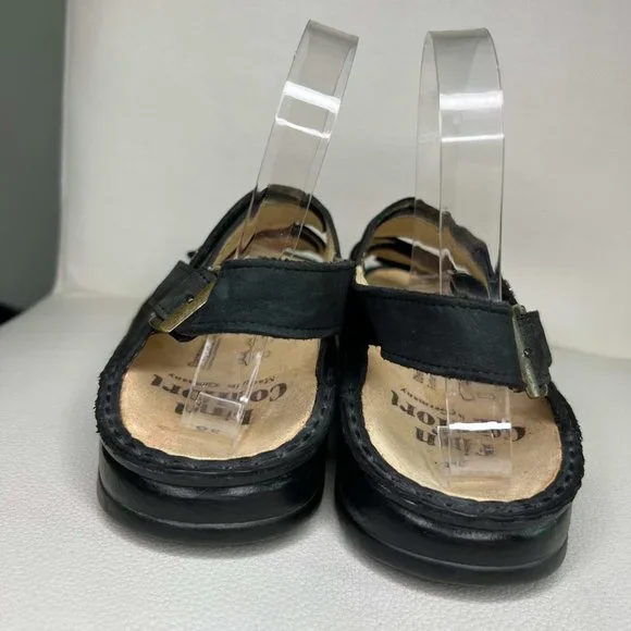 Nwot Finn Comfort Black Nubuck Leather Open Toe Ankle Strap Sandal size 7.5 - Picture 3 of 6